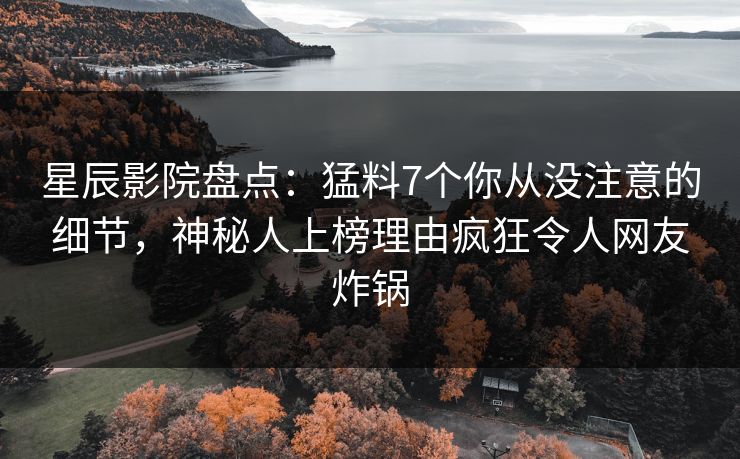 星辰影院盘点：猛料7个你从没注意的细节，神秘人上榜理由疯狂令人网友炸锅